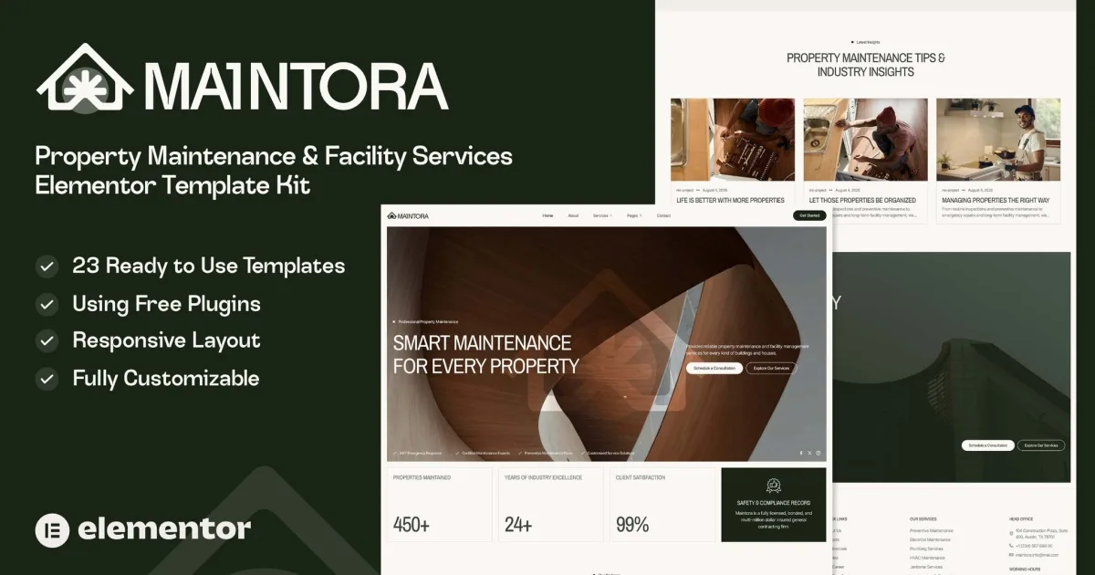 Maintora – Property Maintenance & Facility Services Elementor Template Kit