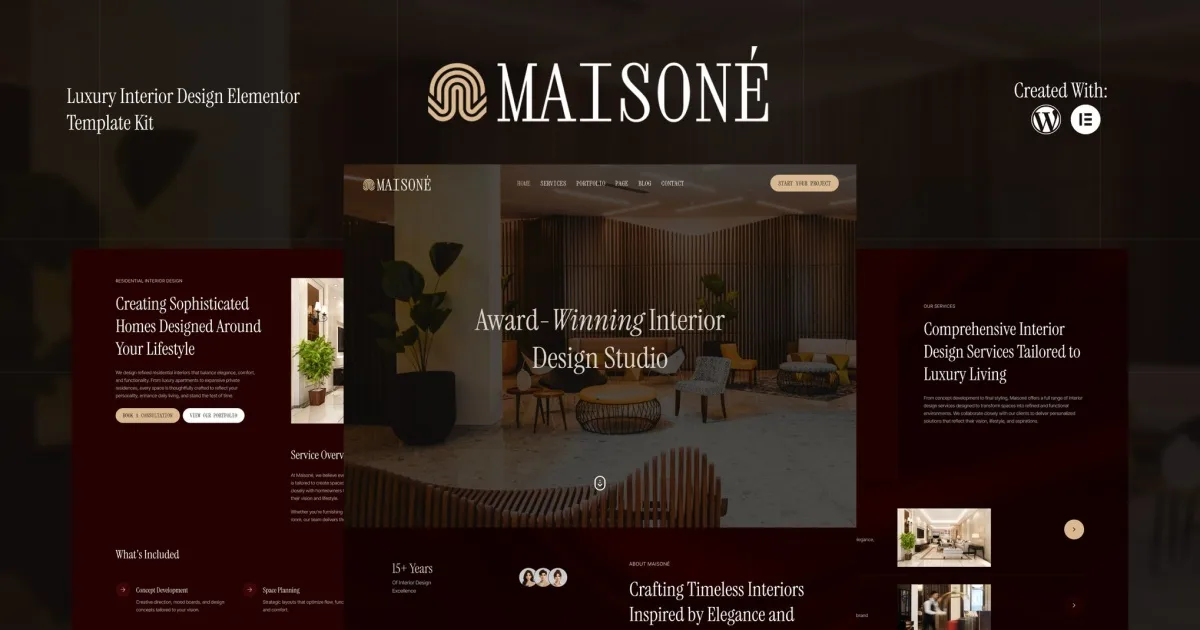 Maisone – Luxury Interior Design Elementor Template Kit