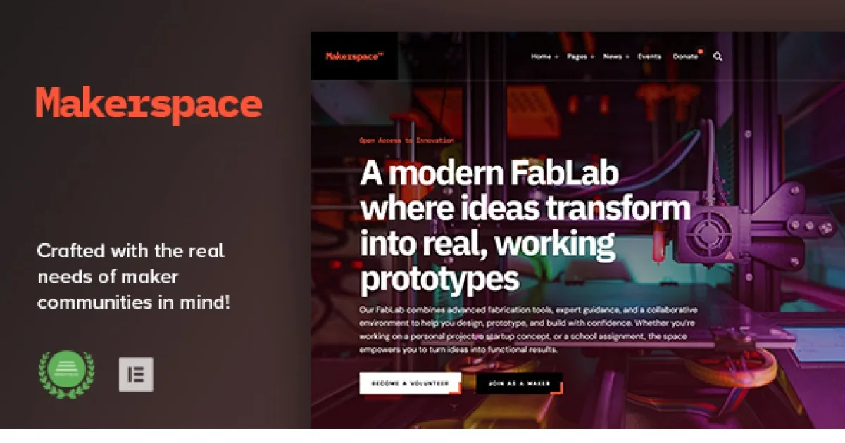 Makerspace – FabLab & Community Workshop WordPress - Official Release Preview