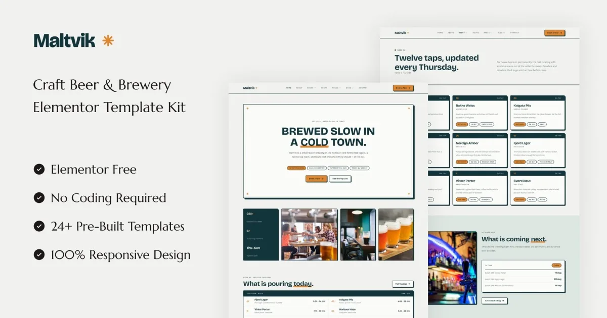 Maltvik – Craft Beer & Brewery Elementor Template Kit