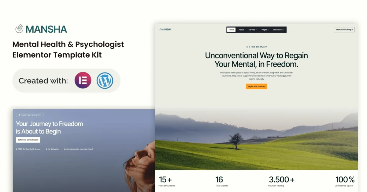 Mansha – Mental Health & Psychology Elementor Template Kit