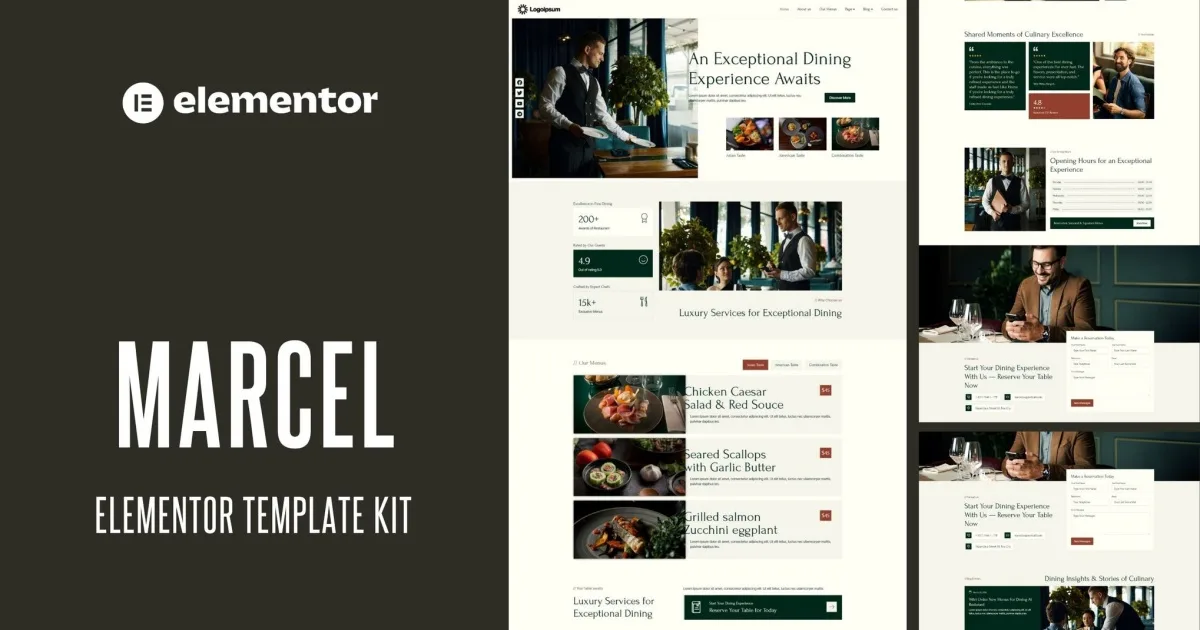Marcel – Luxury Restaurant Elementor Template Kit