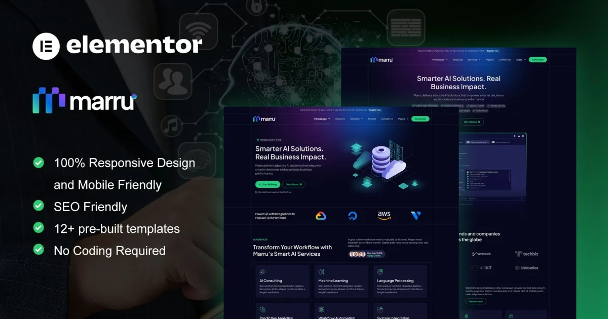 Marru – Saas & AI Services Elementor Pro Template Kit