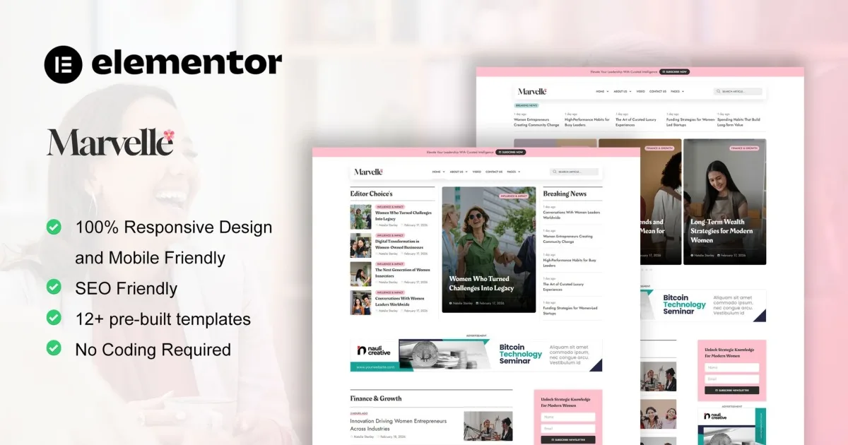 Marvelle – Modern Feminine Blog & Magazine Elementor Pro Template Kit