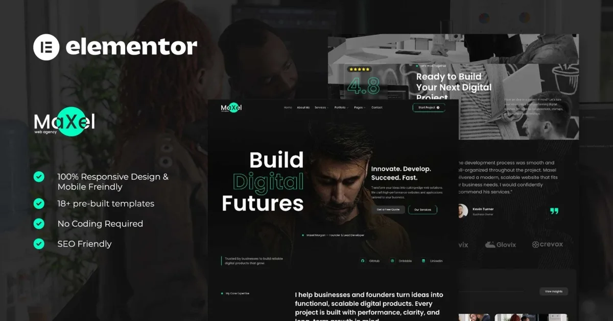 MaXel – Web Development & Portfolio Elementor Template Kit