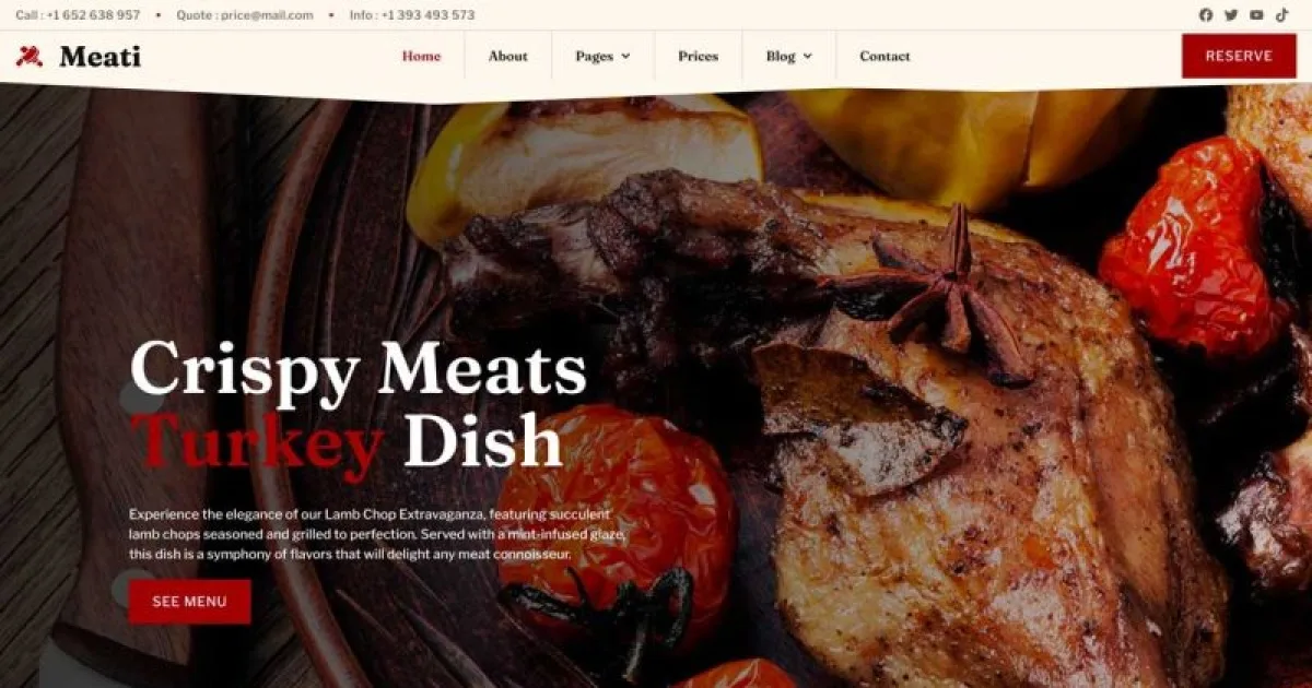 Meati – Meat Restaurant Elementor Template Kit