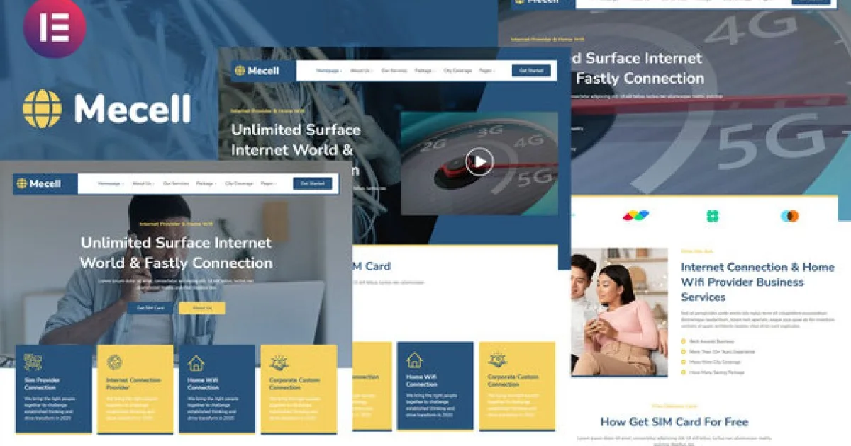 Mecell – Internet Connection & Home Wifi Business Services Elementor Template Kit
