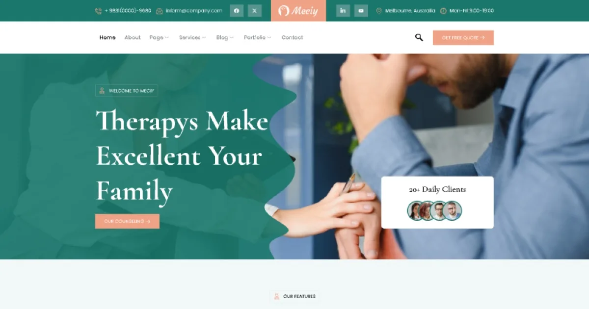 Meciy – Psychology & Counseling Elementor Template Kit