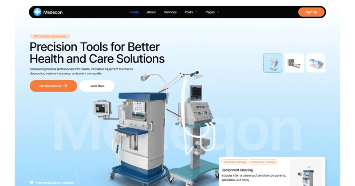 Medeqon – Medical Devices & Equipment Service Elementor Template Kit