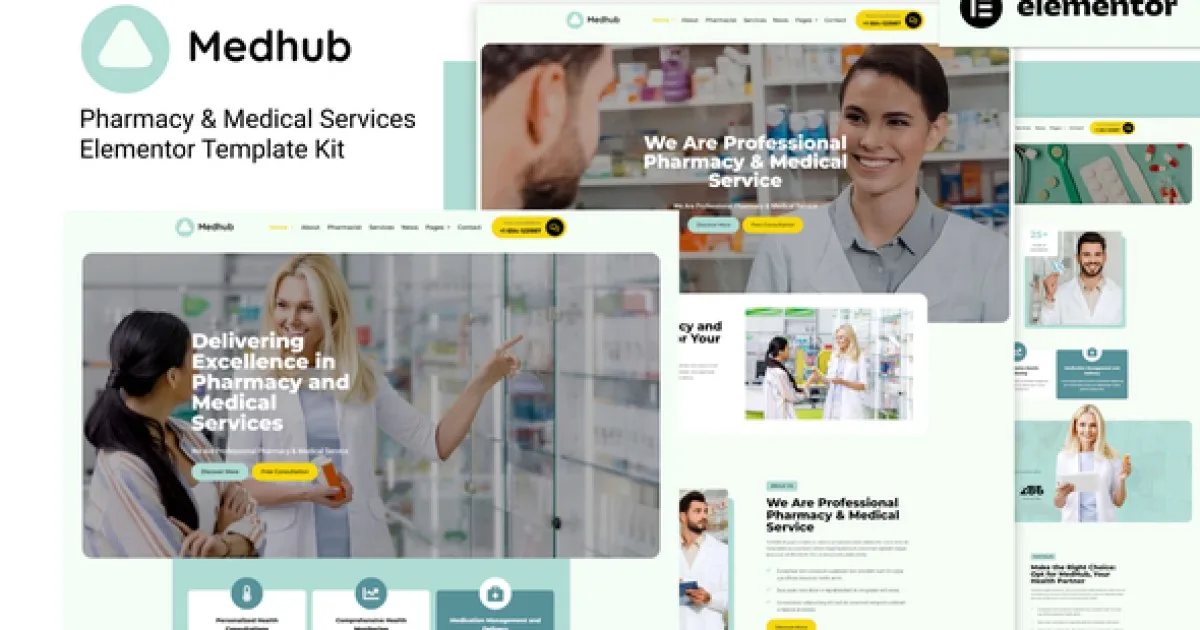 MedHub – Pharmacy & Medical Services Elementor Template Kit