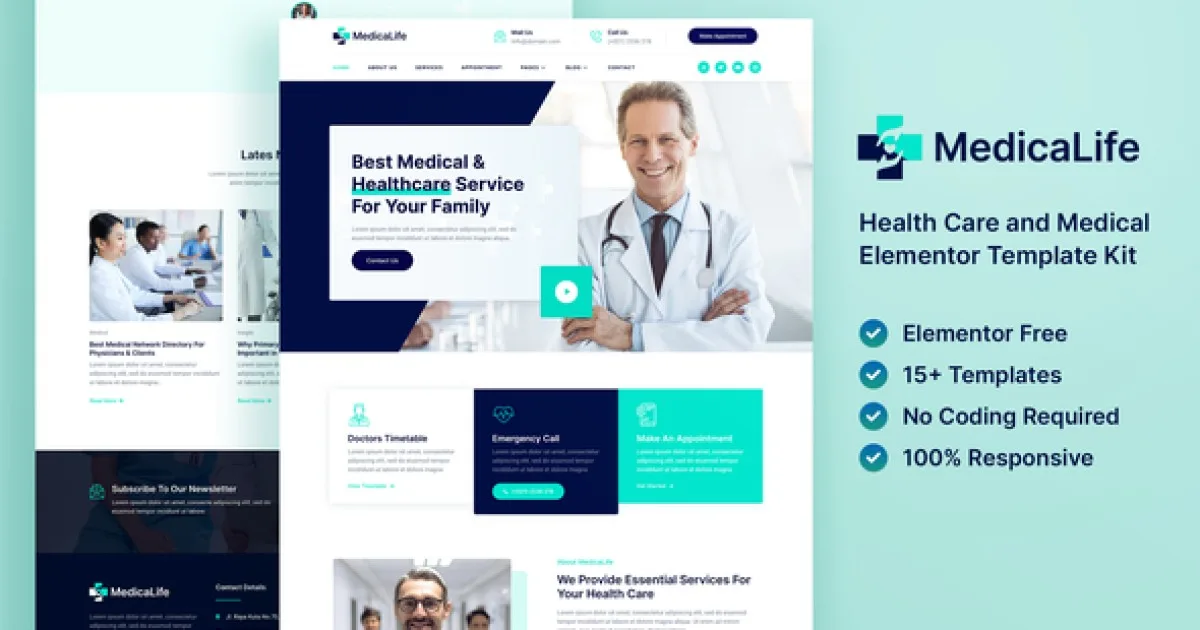 MedicaLife – Health Care & Medical Elementor Template Kit - Official Release Preview