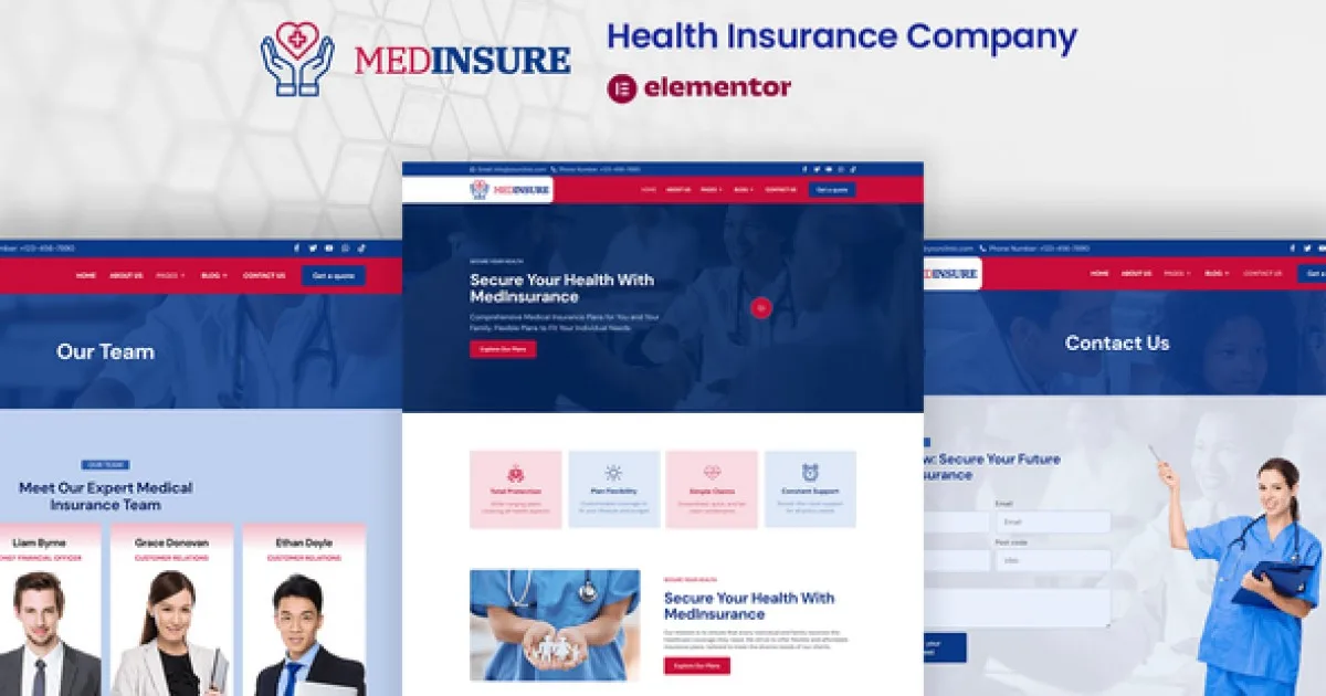 MedInsure – Health Insurance Company Elementor Pro Template Kit