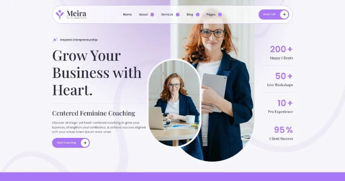 Meira – Feminime Business Coaching Elementor Template Kits