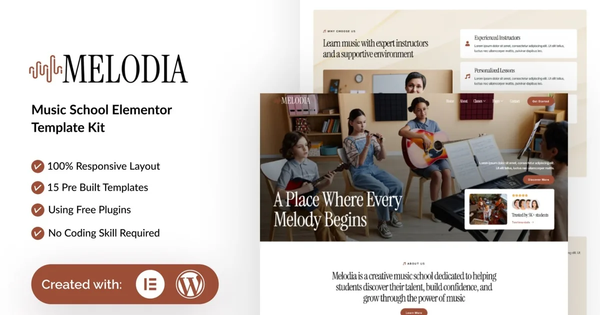 Melodia – Music School Elementor Template Kit