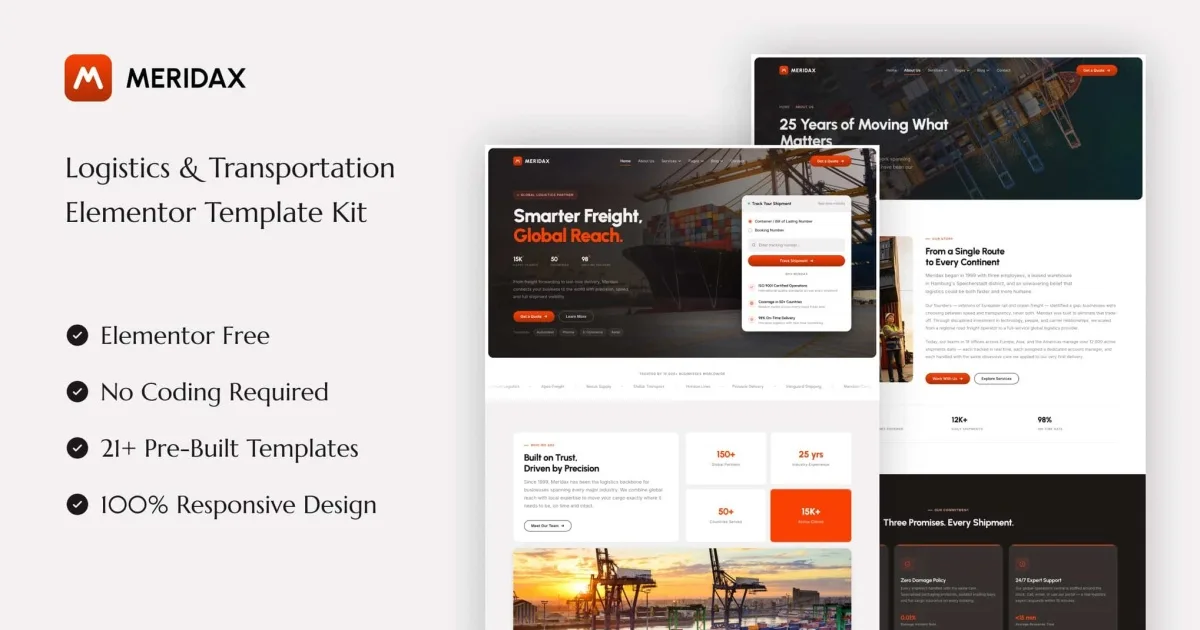 Meridax – Logistics & Transportation Elementor Template Kit