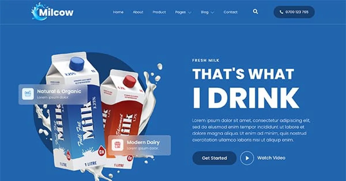 Milcow – Dairy Farm & Eco Milk Elementor Template Kit