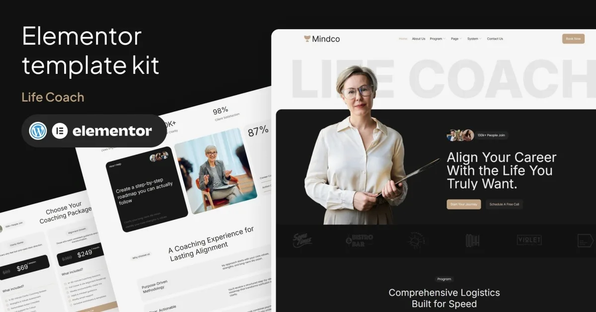 Mindco – Life Coach & Counseling Elementor Template Kit