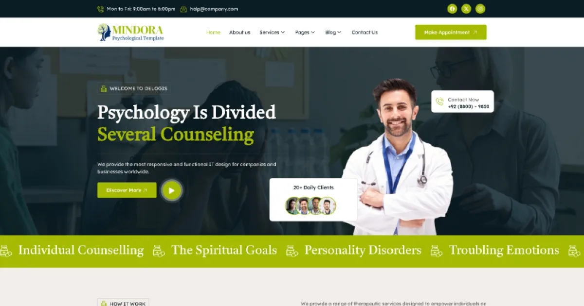 Mindora – Psychology & Counseling Elementor Template Kit