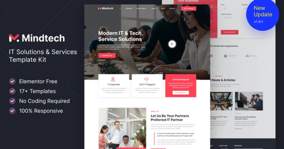 Mindtech – IT Solutions & Services Company Elementor Template Kit