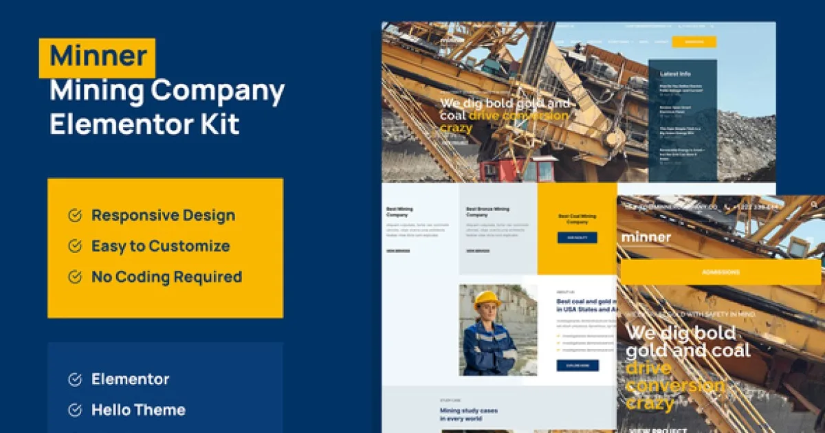 Minner – Construction & Building Elementor Template Kit