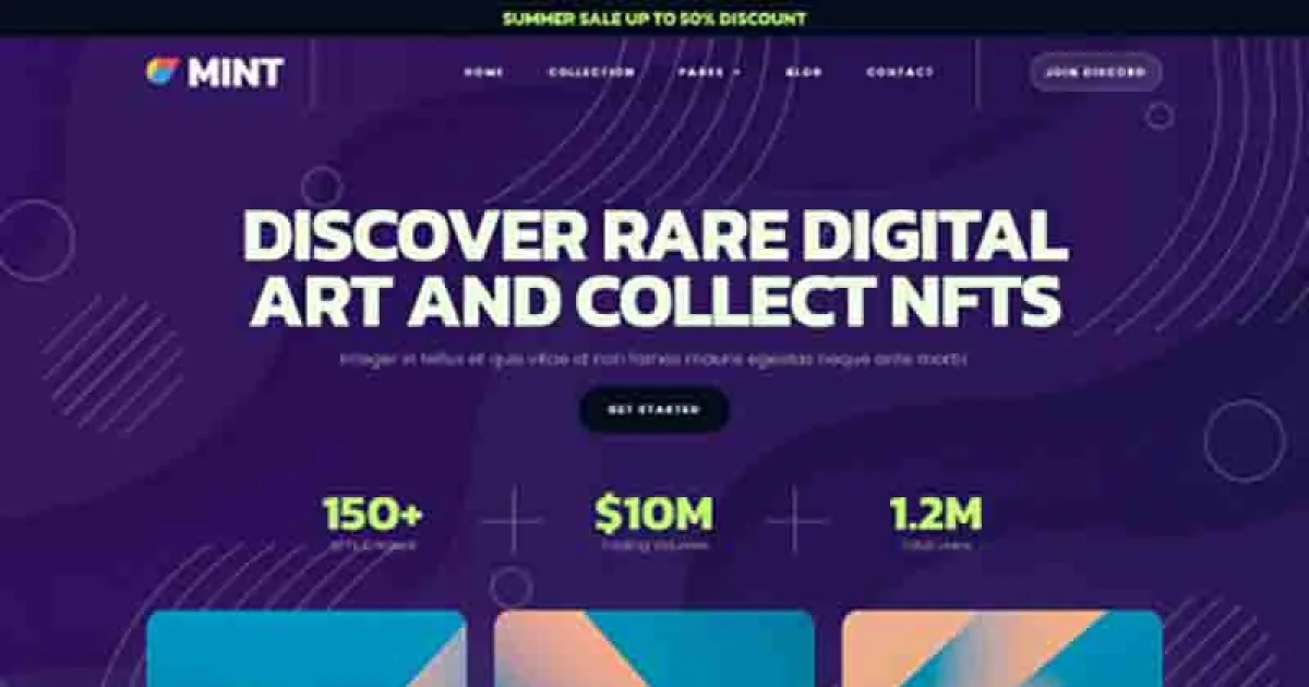 Mint – NFT Projects & Portfolio WooCommerce Elementor Template Kit
