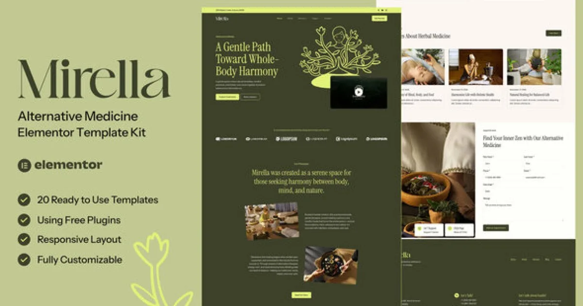 Mirella Alternative Medicine Elementor Template Kit