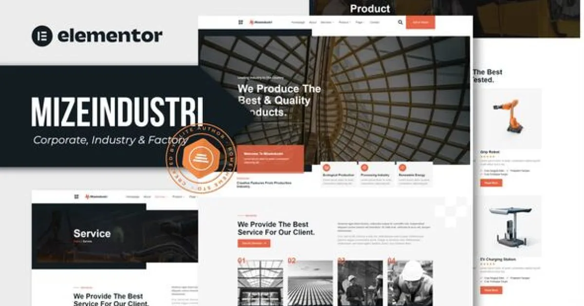 Mizeindustri – Corporate, Industry & Factory Elementor Template Kit