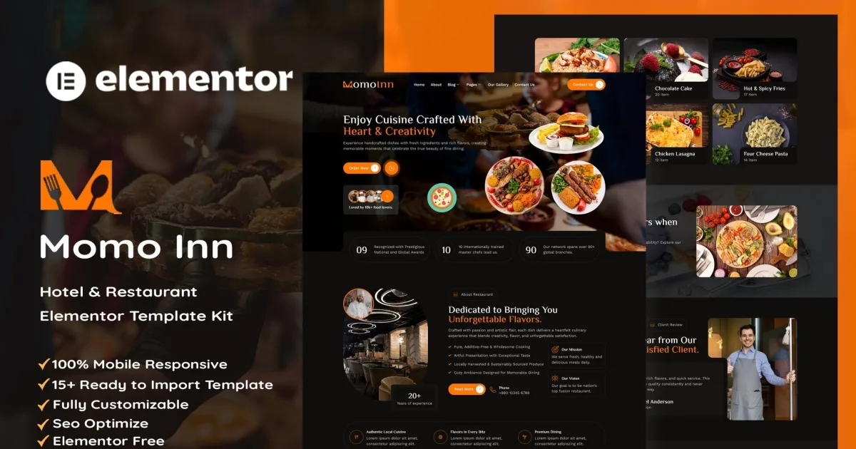 MomoInn – Hotel & Restaurant Elementor Template Kit