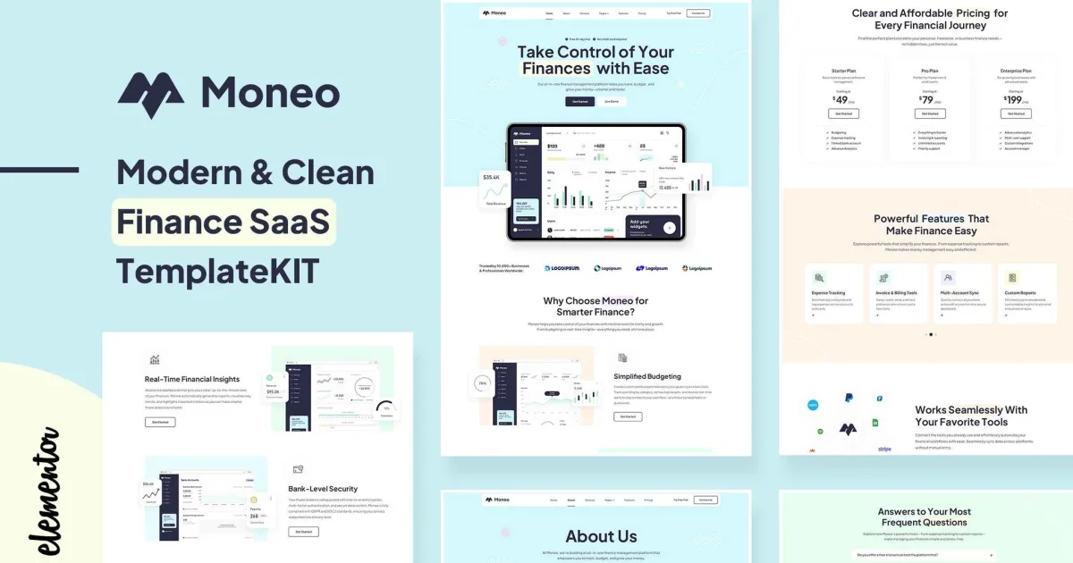 Moneo – Finance Management Elementor Template Kit