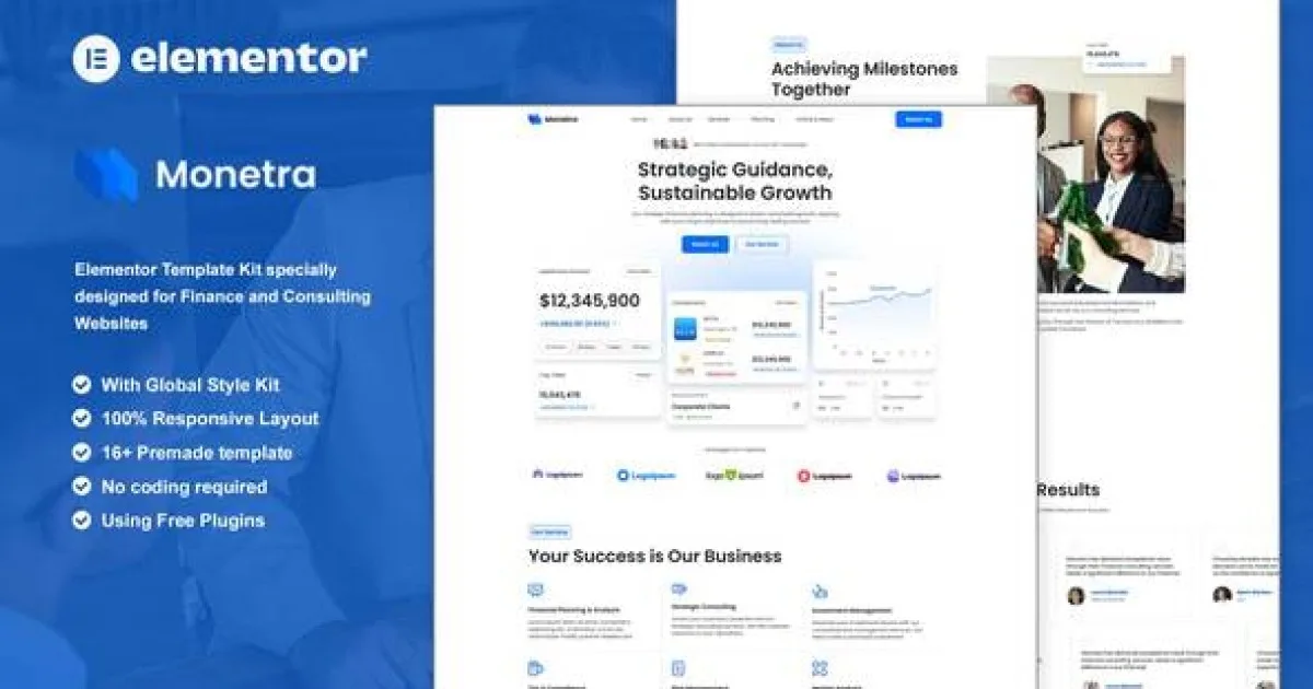 Monetra – Finance and Consulting Elementor Template Kit