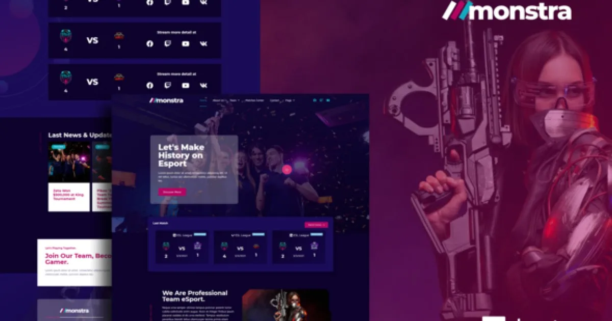Monstra – Esports & Gaming Elementor Template Kit