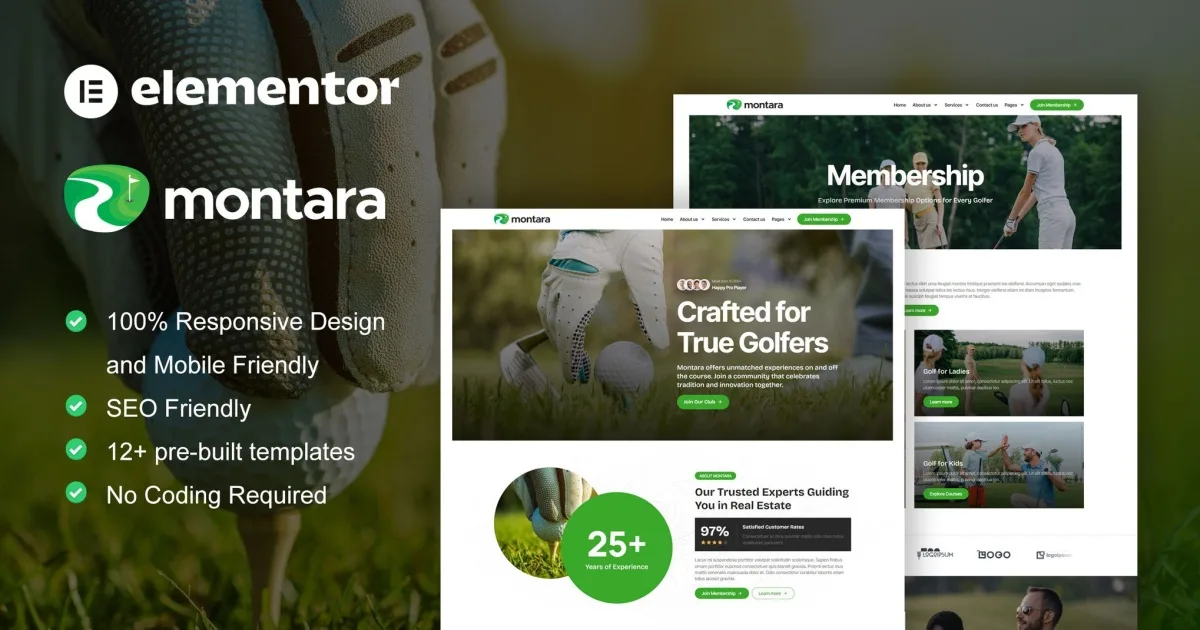Montara – Golf Club & Academy Elementor Pro Template Kit