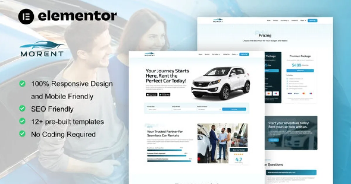 Morent – Car Rental Elementor Pro Template Kit