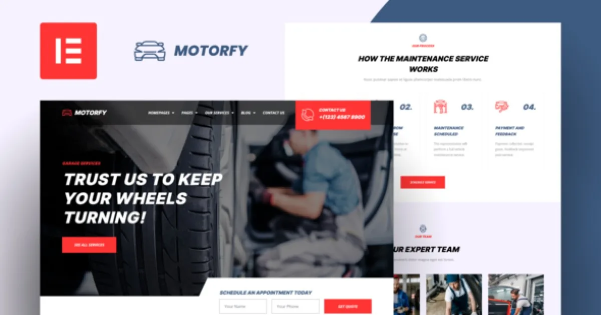 Motorfy – Car Service & Maintenance Elementor Pro Template Kit