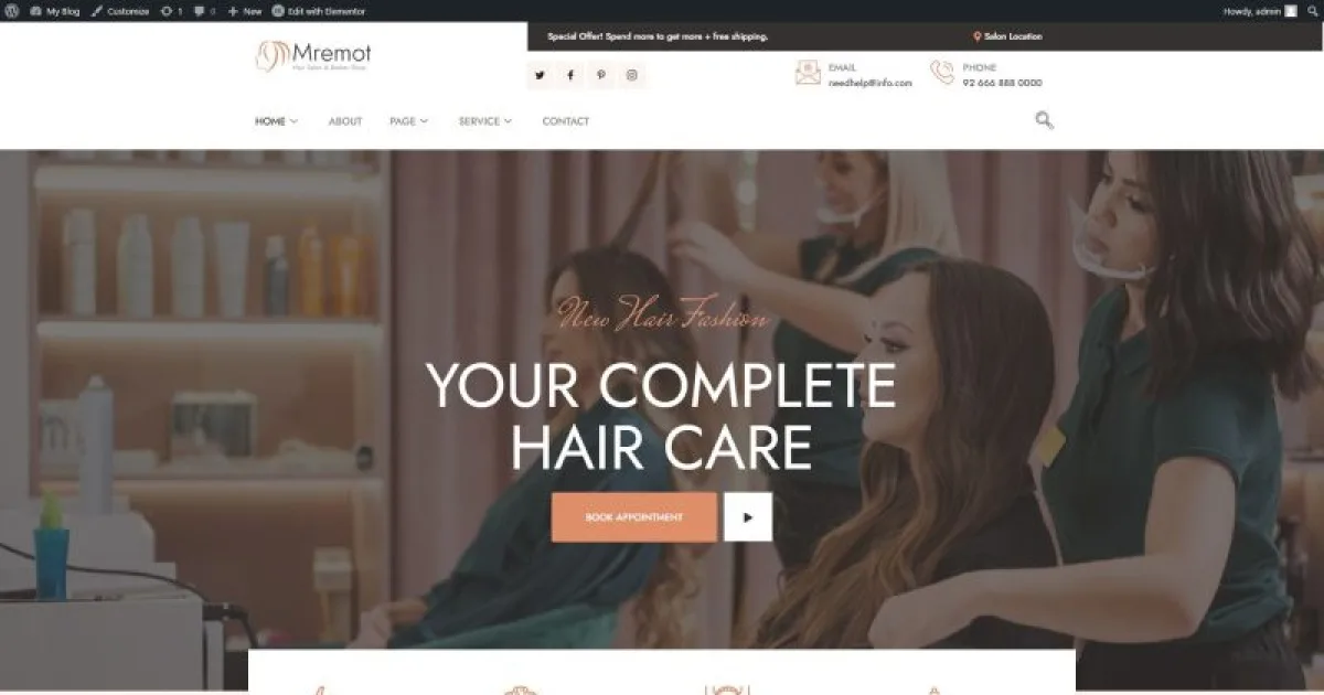 Mremot – Hair Salon Elementor Template Kit
