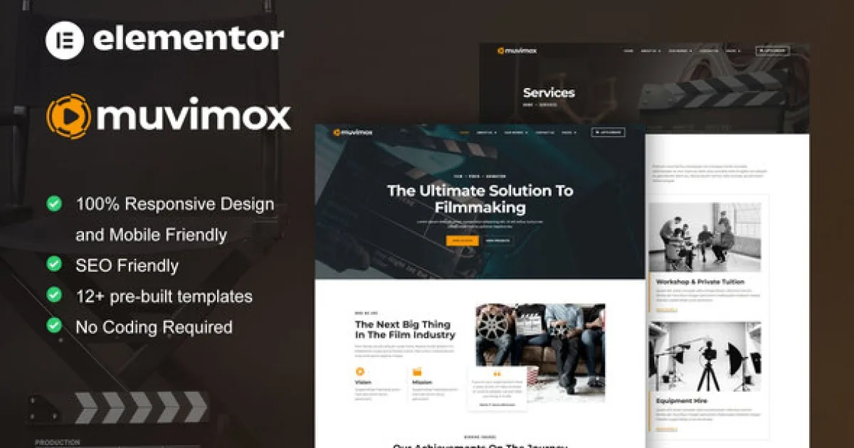 Muvimox – Film Maker & Movie Studio Elementor Template Kit - Official Release Preview