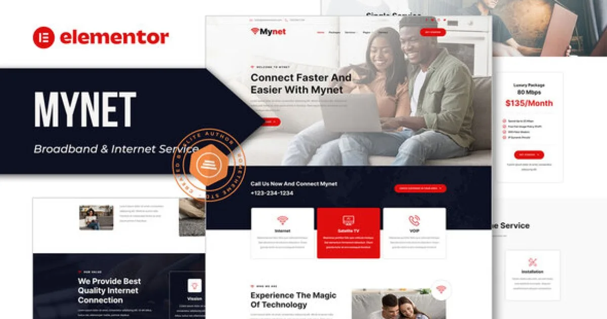 Mynet – Broadband & Internet Service Provider Elementor Template Kit