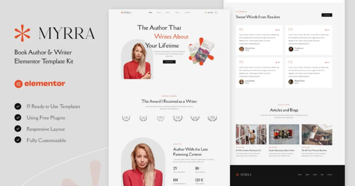 Myrra – Book Author & Writer Elementor Template Kit