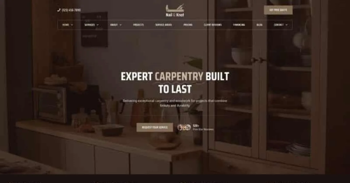 Nail&Knot – Carpentry & Woodworking Service Elementor Pro Template Kit