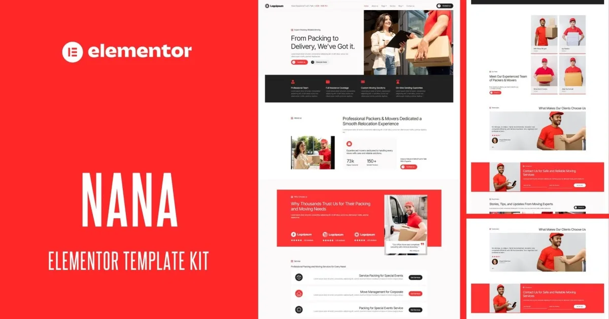 Nana – Packers & Movers Service Elementor Template Kit