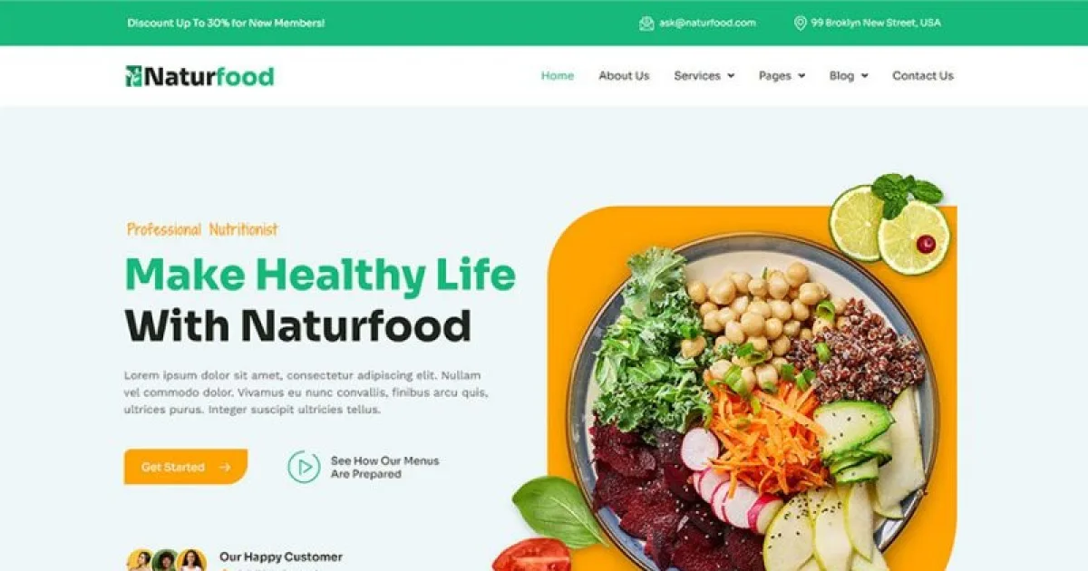 Naturfood – Healthy Food & Nutrition Specialist Elementor Template Kit