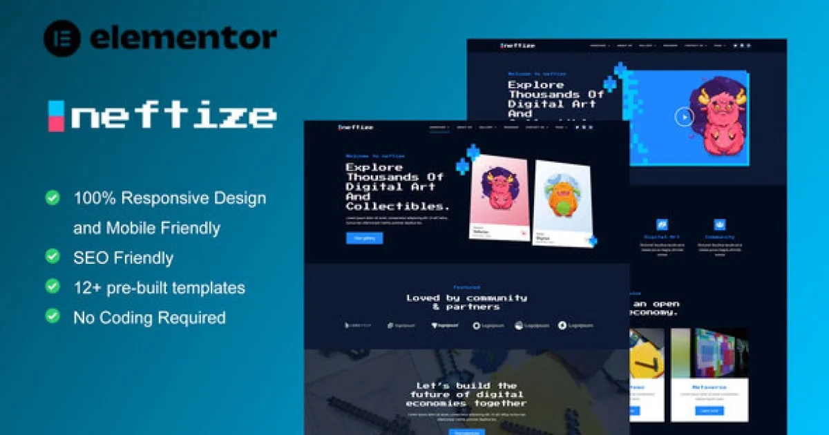 Neftize – NFT Portfolio & Digital Items Elementor Template Kit