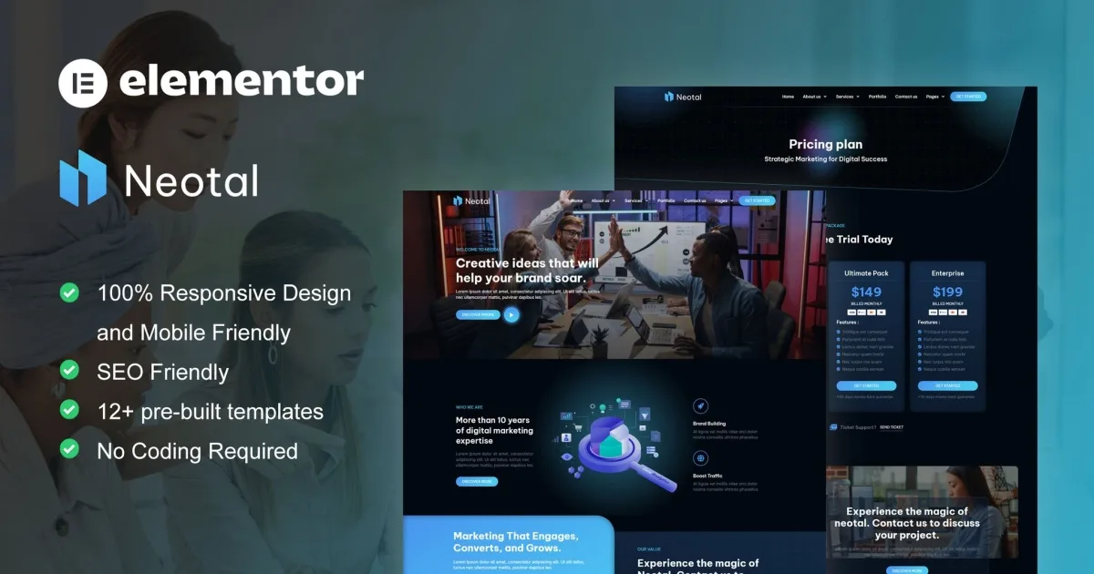 Neotal – Digital Marketing Agency Elementor Pro Template Kit