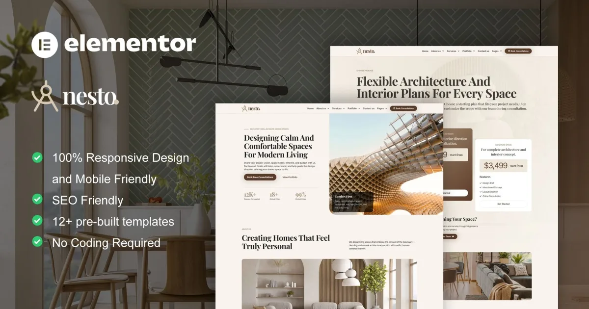 Nesto – Interior Design Elementor Pro Template Kit
