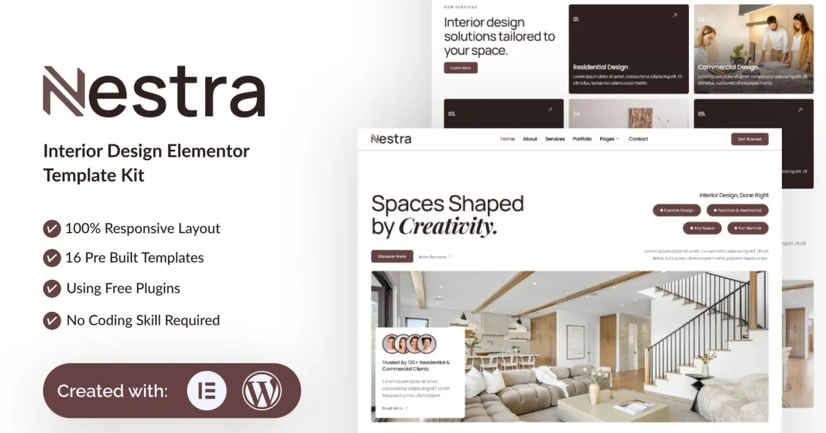 Nestra – Interior Design Elementor Template Kit