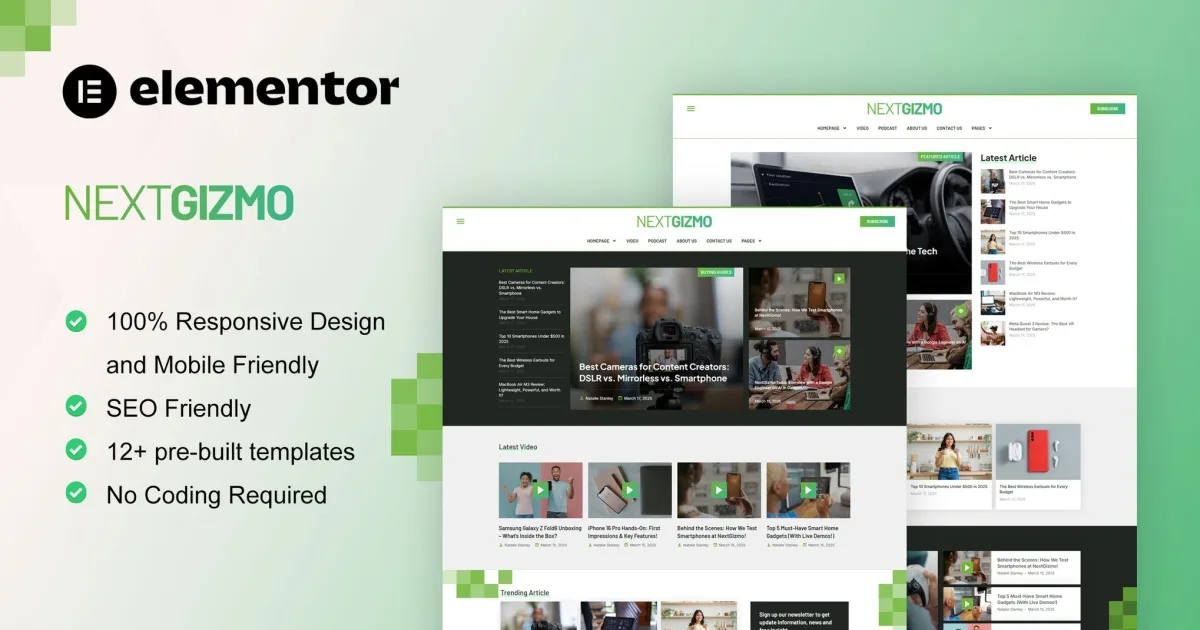 NextGizmo – Gadget News & Magazine Elementor Template Kit