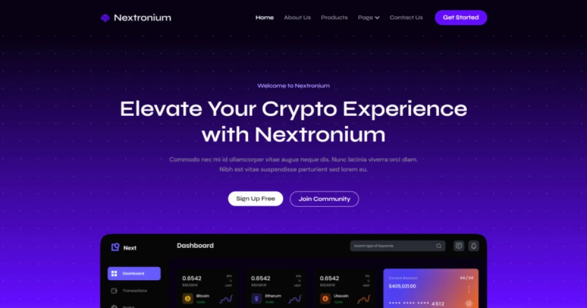 Nextronium – Crypto SaaS Elementor Template Kit