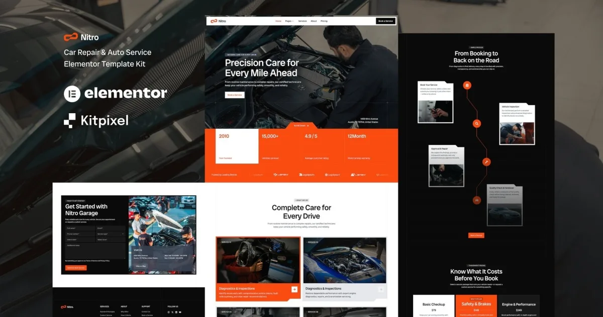 Nitro – Car Repair & Auto Service Elementor Template Kit