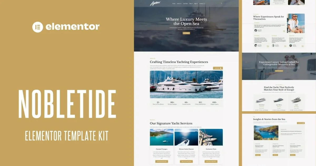 Nobletide – Yatch Boat Club Rental Elementor Template Kit