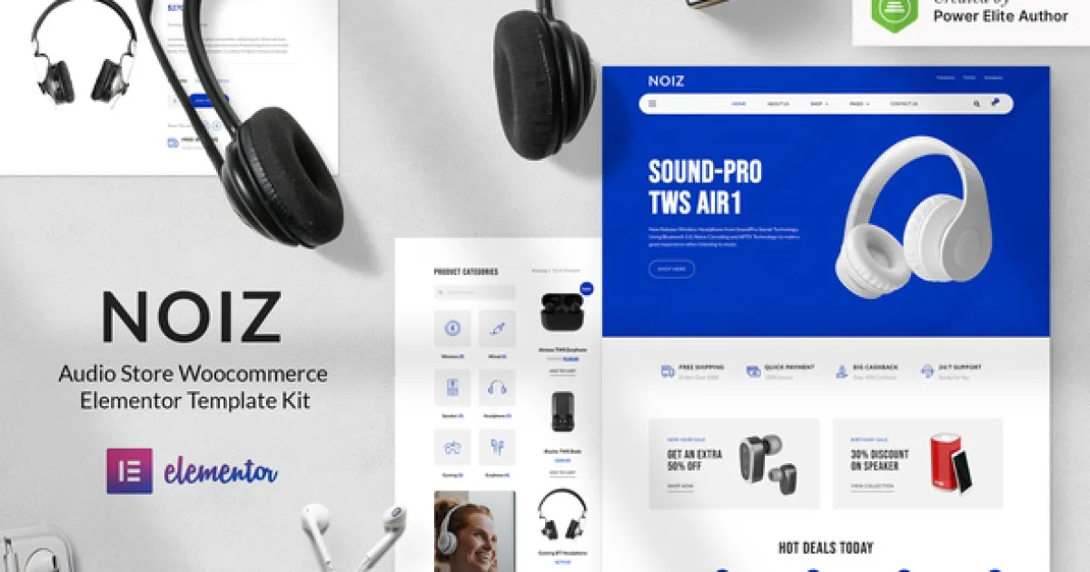 Noiz – Audio Store WooCommerce Elementor Template Kit